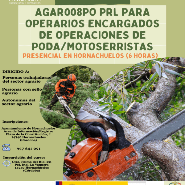 Curso gratuito de PRL para operarios encargados de operaciones de poda y motosierristas