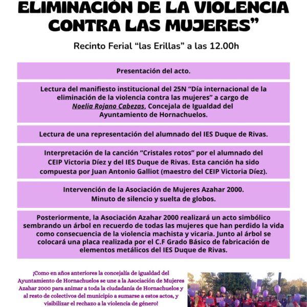 Acto institucional con motivo del 25 de noviembre, “Día Internacional de la Eliminación de la Violencia contra las Mujeres”