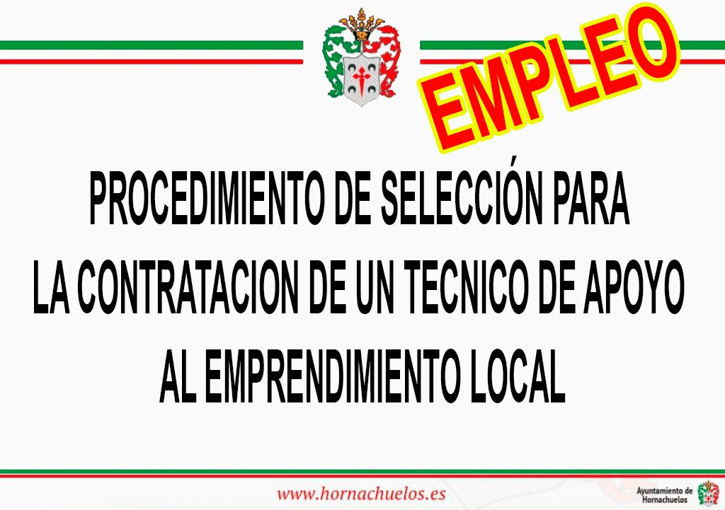 PROCEDIMIENTO DE SELECCIÓN PARA LA CONTRATACION DE UN TECNICO DE APOYO AL EMPRENDIMIENTO LOCAL