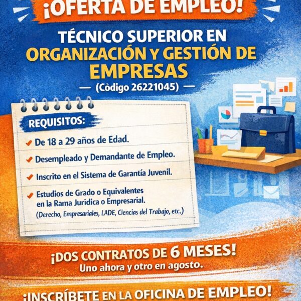 OFERTA DE EMPLEO PARA JÓVENES EN HORNACHUELOS