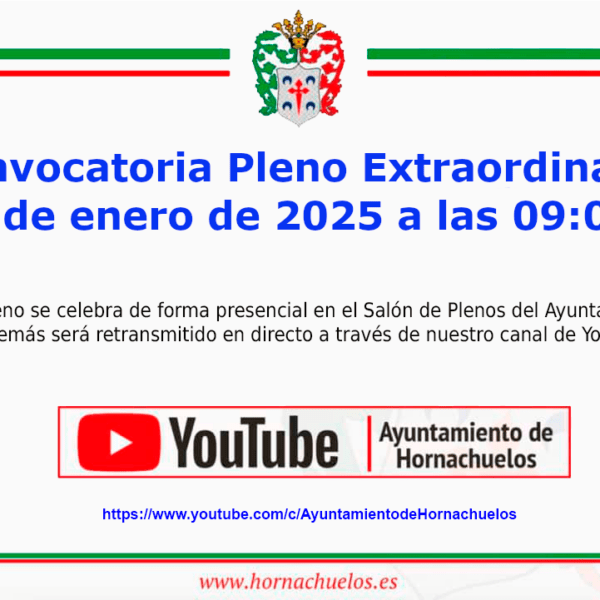 Convocatoria sesión EXTRAORDINARIA URGENTE del PLENO MUNICIPAL de este Ayuntamiento, para el próximo día 3 de enero de 2025, a las 09:00 horas.