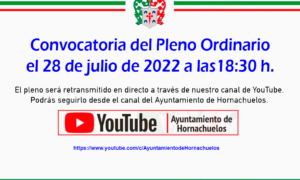 Convocatoria sesión ORDINARIA del PLENO MUNICIPAL de este Ayuntamiento, para el próximo día 28 de julio de 2022, a las 18:30 horas.