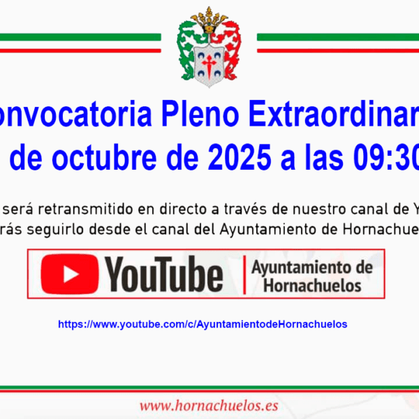Convocatoria sesión EXTRAORDINARIA URGENTE del PLENO MUNICIPAL de este Ayuntamiento, para el próximo día 9 de octubre de 2025, a las 09:30 horas.